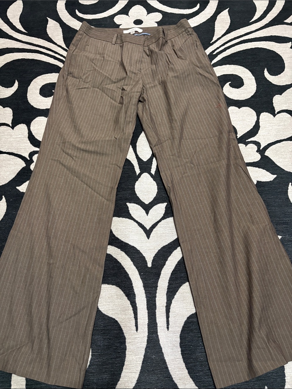 Ann Taylor Brown Pinstripe Wide-Leg Trousers